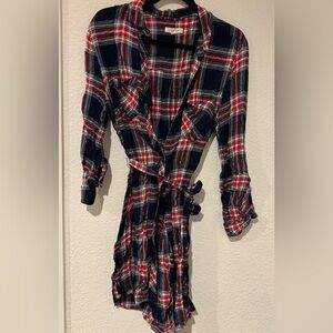 Flannel Button-Up Dress